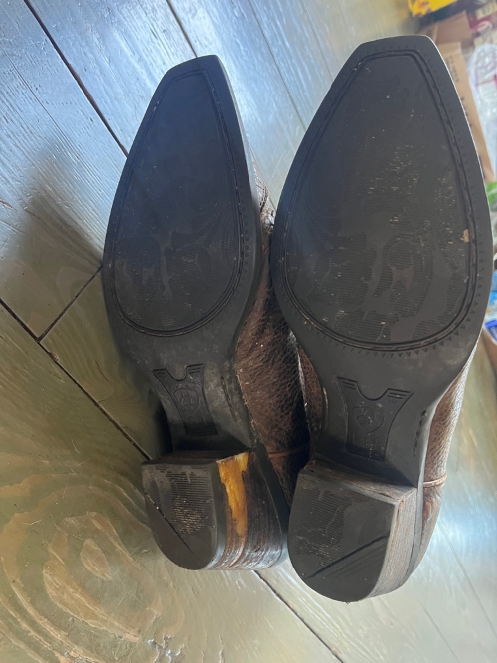 Ariat Dark Brown Studded Leather Heeled Cowboy Boots - Picture 8 of 9